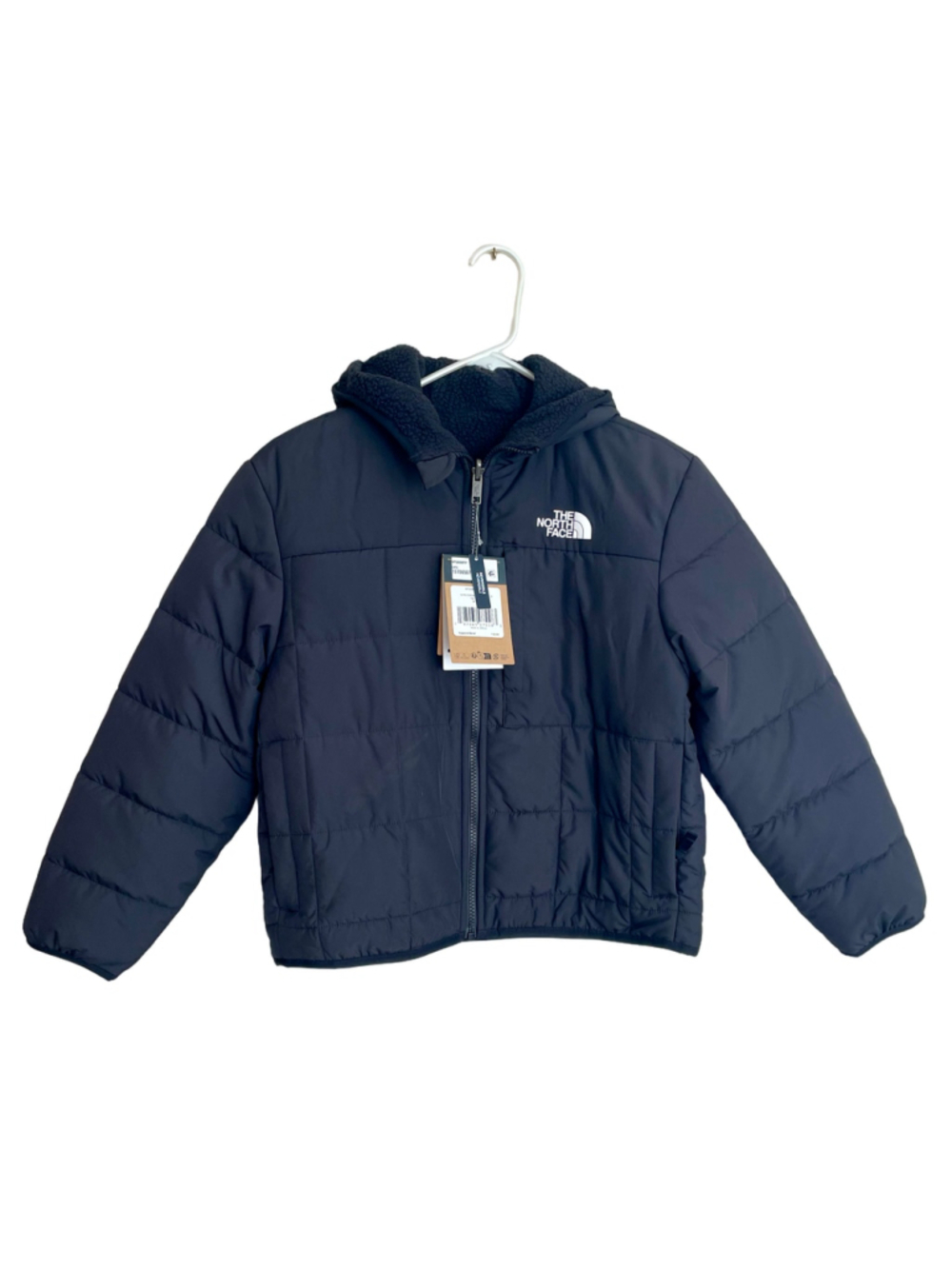 The North Face Boys Reversible Shasta Full Zip Hooded Jacket Black M 10 NWT